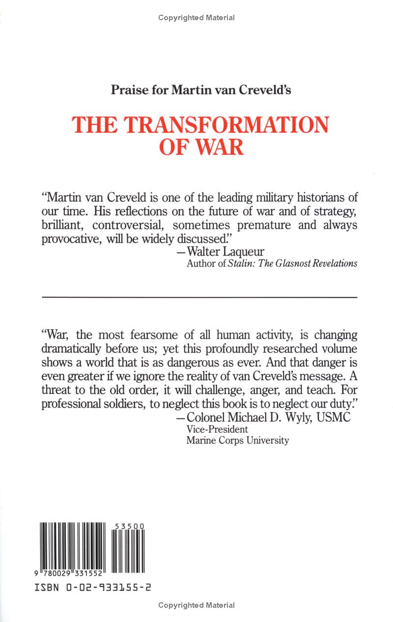 The Transformation of War by Martin Van Creveld