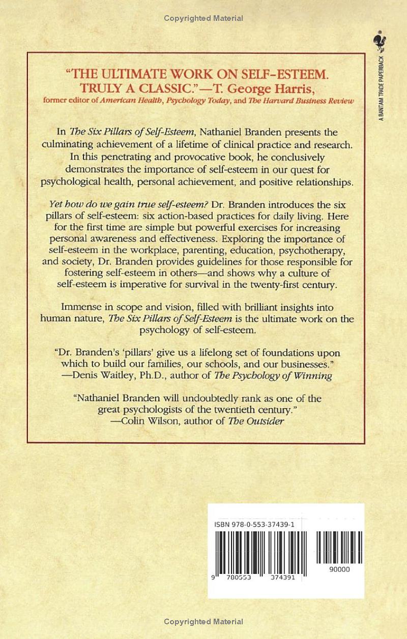 The Six Pillars of Self-Esteem by Nathaniel Branden
