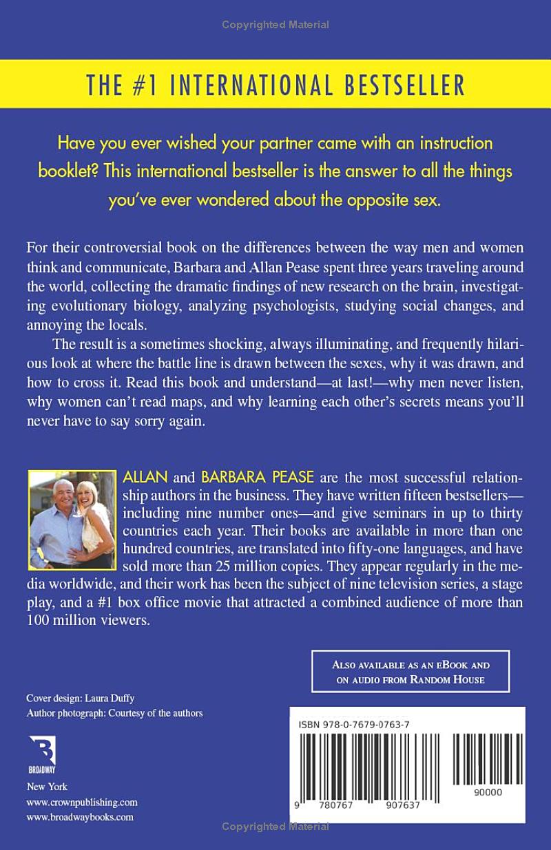 Why Men Don't Listen and Women Can't Read Maps: How We're Different and What to Do About It by Allan Pease & Barbara Pease