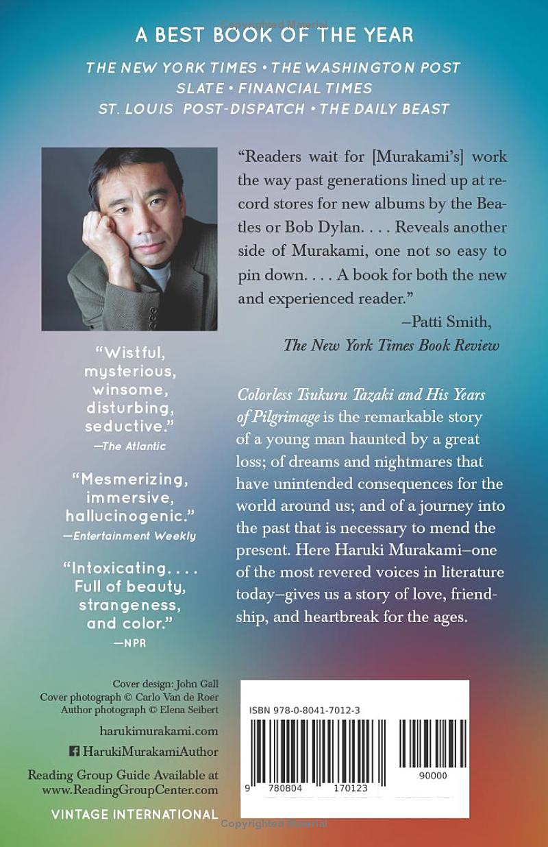 Colorless Tsukuru Tazaki and His Years of Pilgrimage by Haruki Murakami