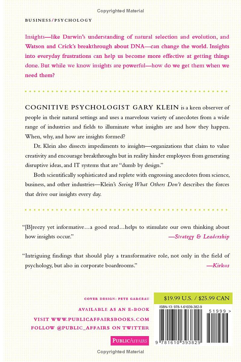 Seeing What Others Don't by Gary Klein