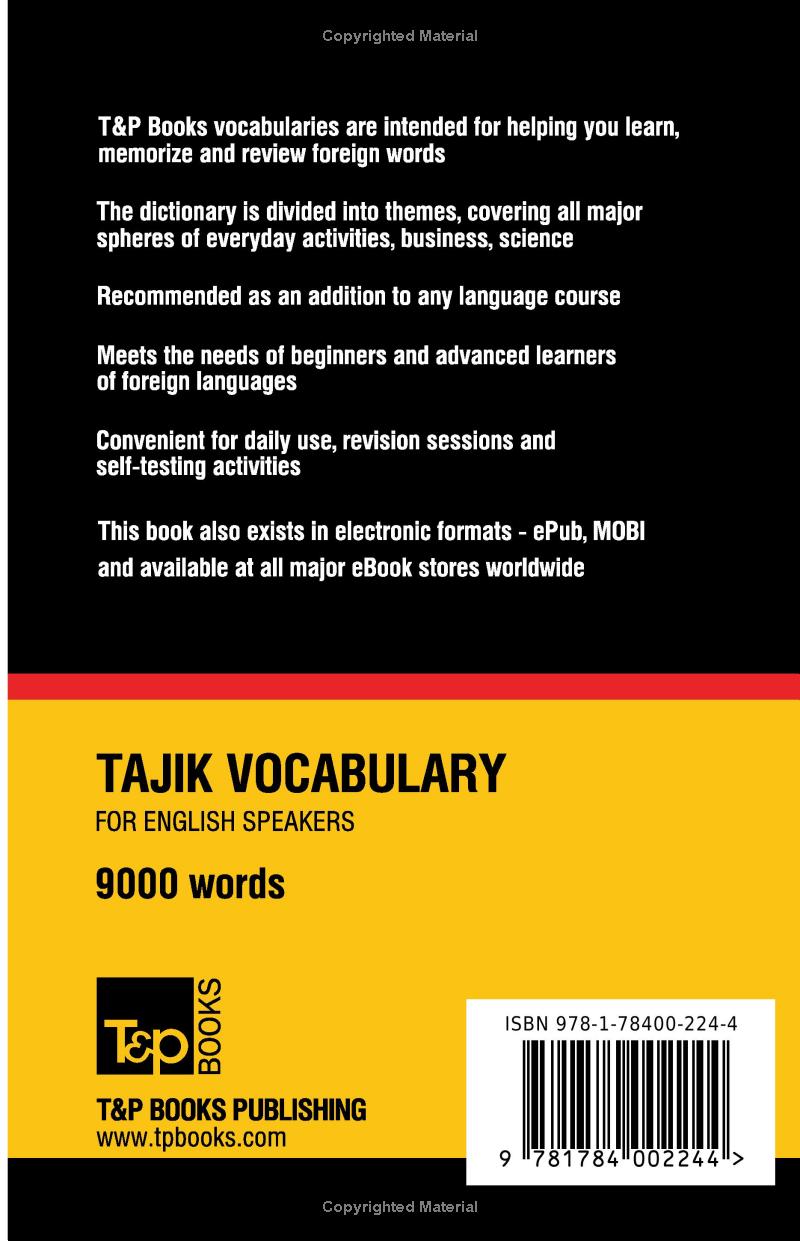 Tajik vocabulary for English speakers - 9000 words by Andrey Taranov