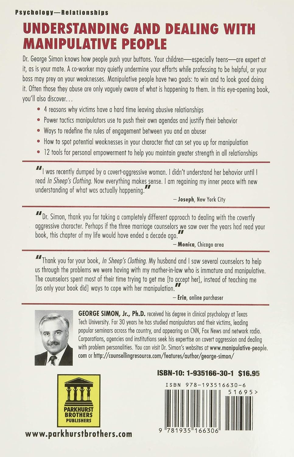 In Sheep's Clothing by Dr. George K. Simon Ph.D.